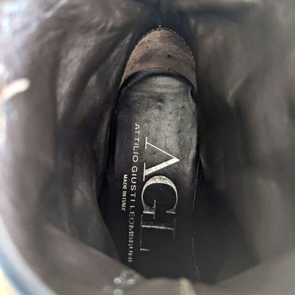 AGL Studded Boots 5 Moto Rock Rebel Punk Grunge Whimsigoth Dark Academia Boho - Picture 7 of 12